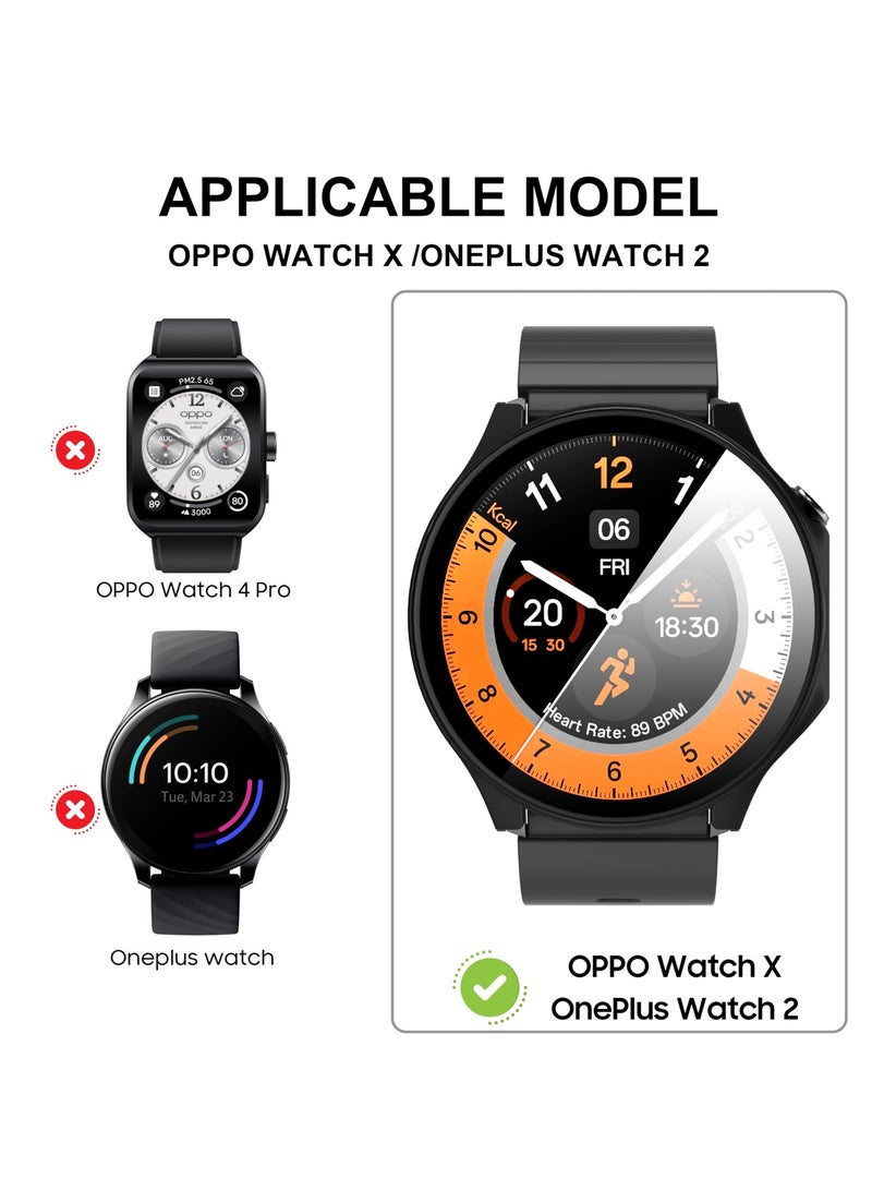 Case Compatible with Oneplus Watch 2/OPPO Watch X Smartwatch PC + Tempered Film Anti-Fall Anti-Scratch Watch Protective Case (Black) - Image 2