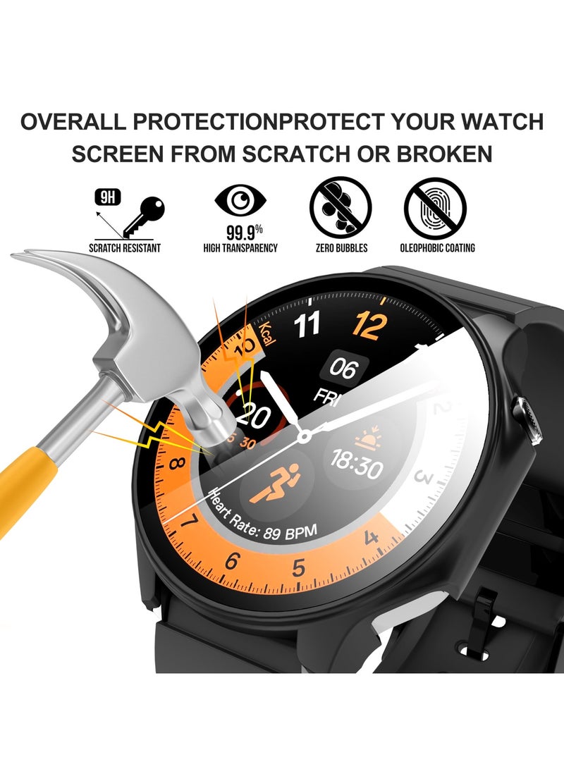 Case Compatible with Oneplus Watch 2/OPPO Watch X Smartwatch PC + Tempered Film Anti-Fall Anti-Scratch Watch Protective Case (Black) - Image 3