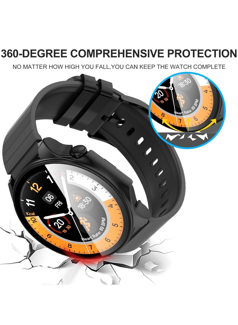 Case Compatible with Oneplus Watch 2/OPPO Watch X Smartwatch PC + Tempered Film Anti-Fall Anti-Scratch Watch Protective Case (Black) - Image 4