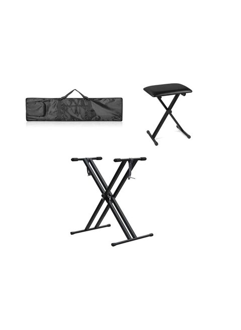 Megarya Keyboard Stand And Bench Set - Double X, Infinitely Adjustable, Heavy Steel Construction And Pure Locking System Support Stand And keyboard bag