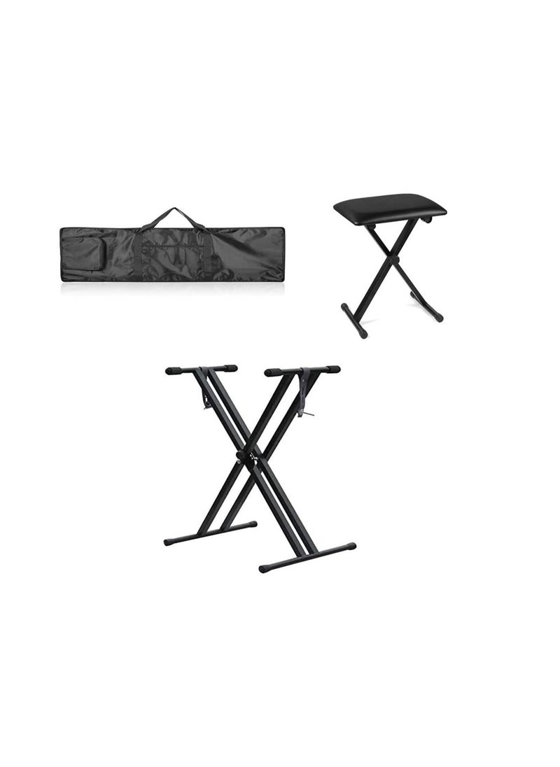 Megarya - Megarya Keyboard Stand And Bench Set - Double X, Infinitely Adjustable, Heavy Steel Construction And Pure Locking System Support Stand And keyboard bag - Image 1