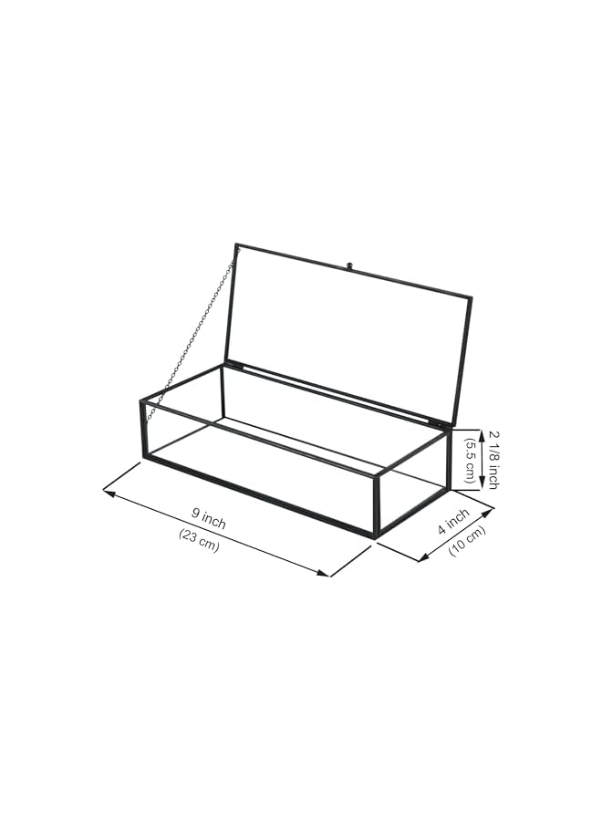 The Bros Glass Jewelry Box, Vintage Rectangle Black Keepsake Box Organizer Box Vanity Lidded Box Home Decor Accent Decorative Box for Storage Trinket Rings Bracelet - Image 2