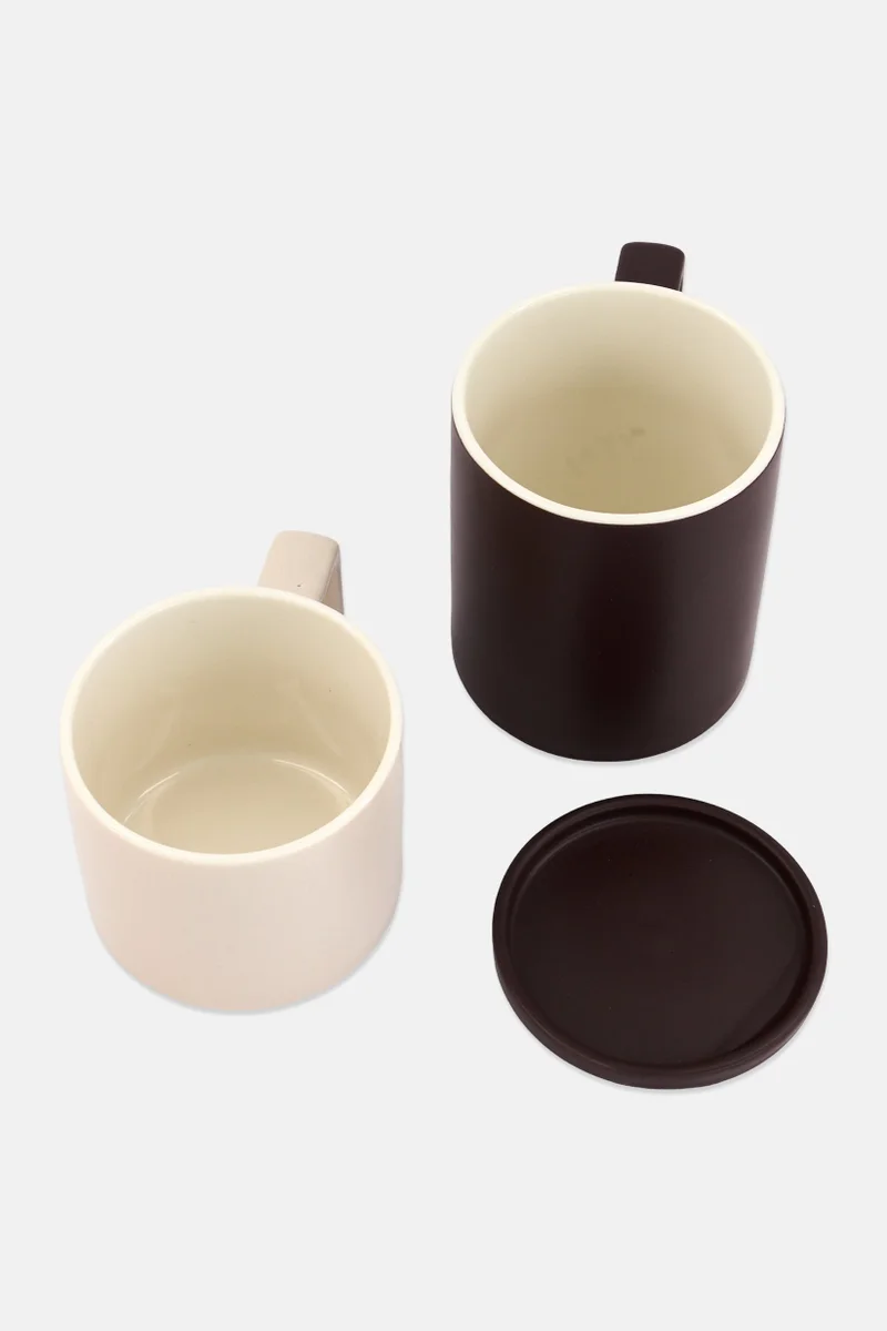 Muy Mucho 2 Pcs Stackable Cups With Lid, Ivory