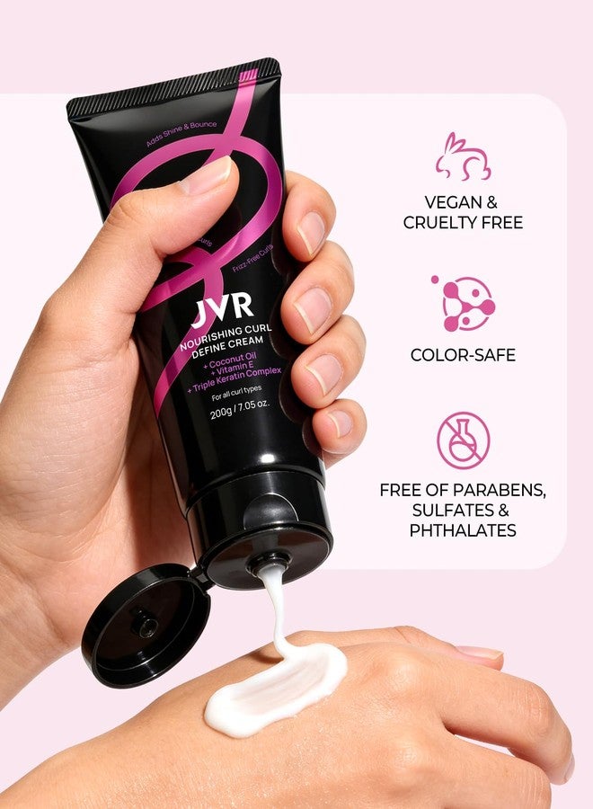 JVR Curl Cream for Curly Hair 2-in-1 Curl Defining Cream, Hydrating, Styling with Coconut Oil,Vitamin E, Anti Frizz-Heat Protectant for High-Definition Curls, Bounce & Shine For All Curly Types 7.05oz - Image 3