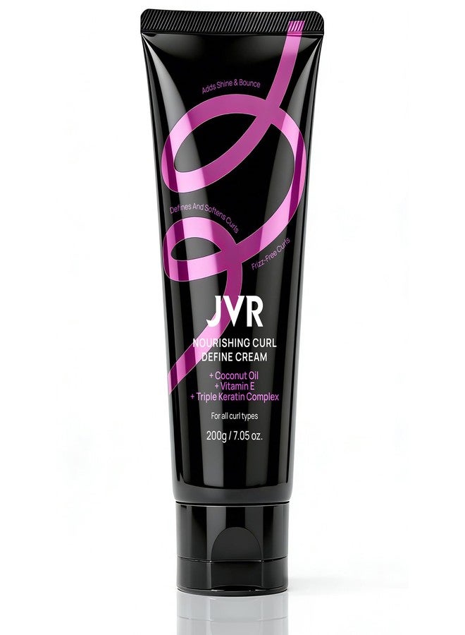 JVR Curl Cream for Curly Hair 2-in-1 Curl Defining Cream, Hydrating, Styling with Coconut Oil,Vitamin E, Anti Frizz-Heat Protectant for High-Definition Curls, Bounce & Shine For All Curly Types 7.05oz - Image 1