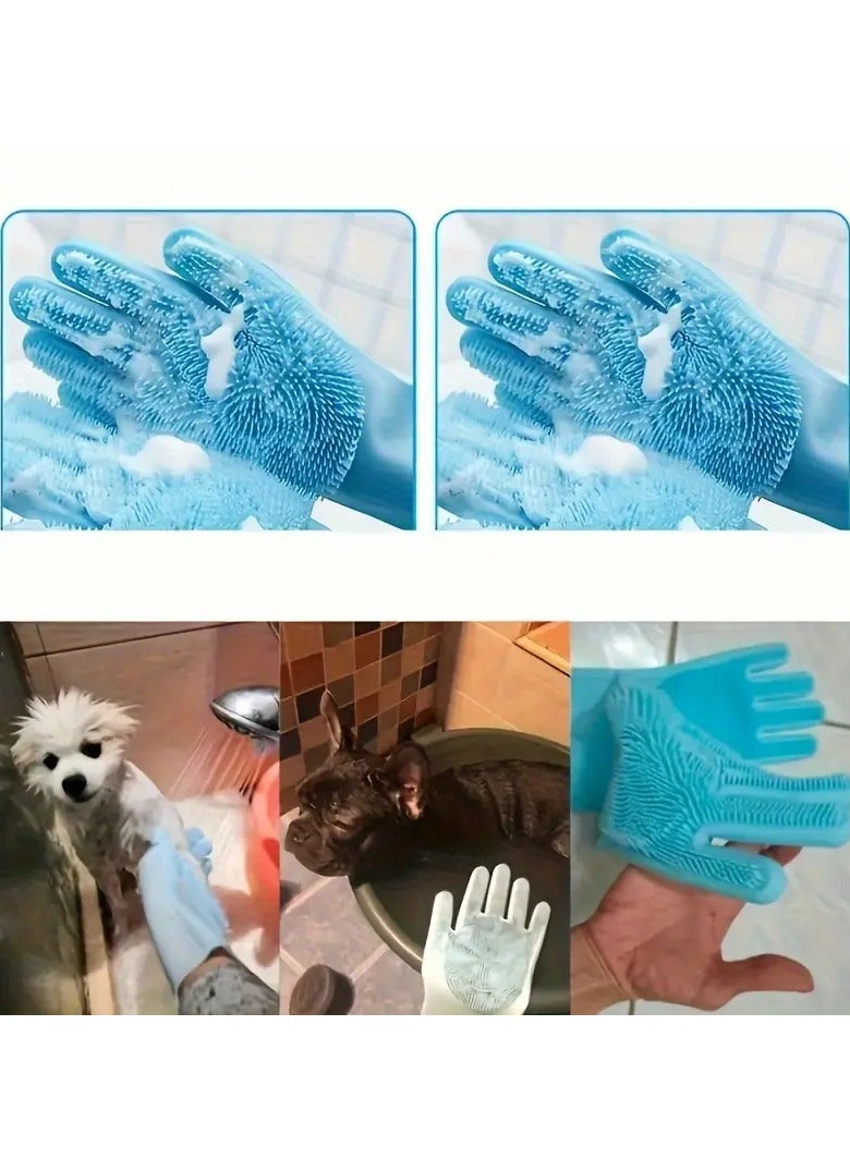 general 4pcs Pet Shower Massage Hair Removal Gloves, Shower Brush, Dog Shower Brush, Pet Massage Brush, High-quality Gloves Silicone Brush - Image 2