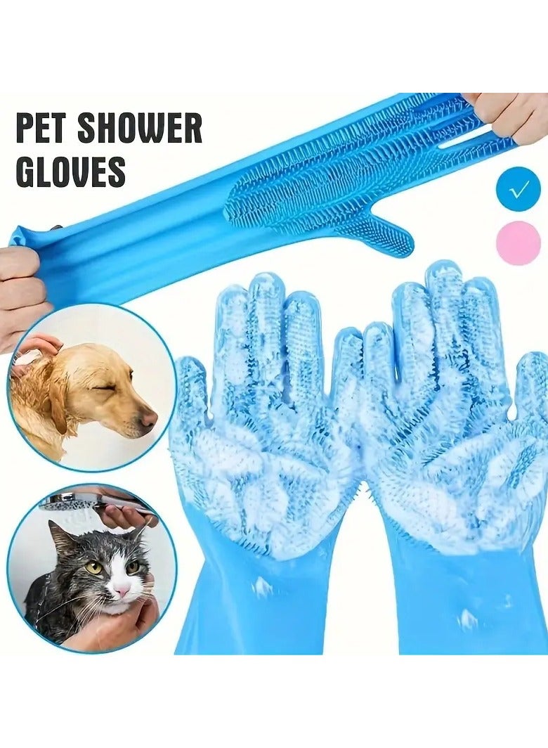 general 4pcs Pet Shower Massage Hair Removal Gloves, Shower Brush, Dog Shower Brush, Pet Massage Brush, High-quality Gloves Silicone Brush - Image 3
