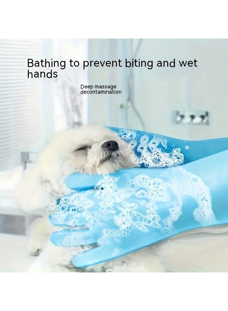 general 4pcs Pet Shower Massage Hair Removal Gloves, Shower Brush, Dog Shower Brush, Pet Massage Brush, High-quality Gloves Silicone Brush - Image 4