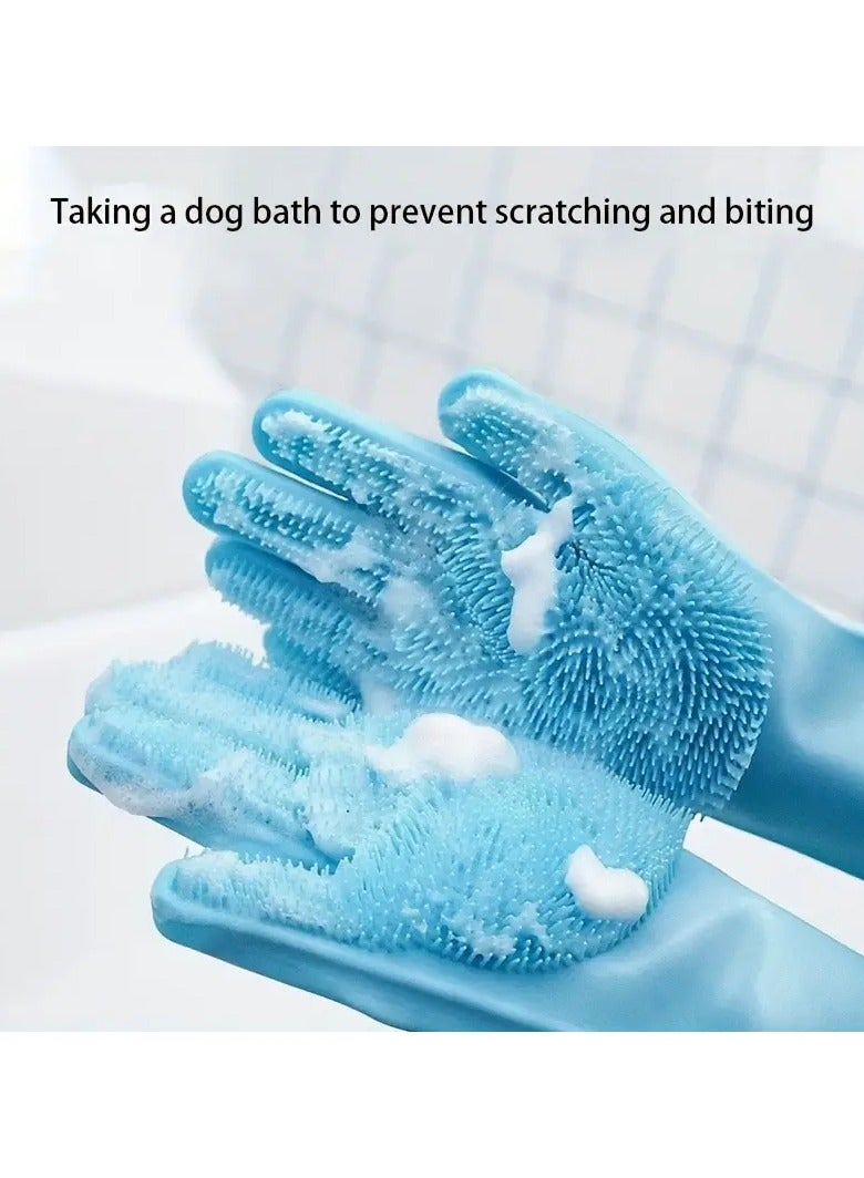general 4pcs Pet Shower Massage Hair Removal Gloves, Shower Brush, Dog Shower Brush, Pet Massage Brush, High-quality Gloves Silicone Brush - Image 5