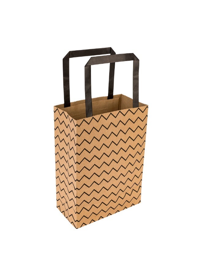 Restaurantware Saving Nature 5.9 x 3.1.5 x 8.27 Inch Shopping Bags, 100 Small Retail Bags With Handles - Zig Zag Pattern, Sustainable, Kraft Paper Merchandise Bags, For Wedding, Birthday Party Favor - Image 1