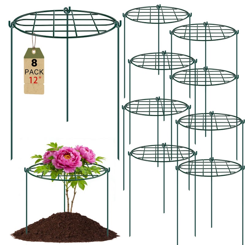 TTQ 8 Pack 12 x 157 inch Peony Cages and SupportsMetal Grow Through Plant Supports for Outdoor PlantsFlowers Support Rings TopHeavy Plant Brace Support Hoop for VegetablesRoseTomatoOrchids - Image 2