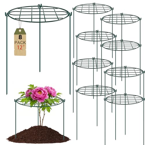 TTQ 8 Pack 12 x 157 inch Peony Cages and SupportsMetal Grow Through Plant Supports for Outdoor PlantsFlowers Support Rings TopHeavy Plant Brace Support Hoop for VegetablesRoseTomatoOrchids - Image 1