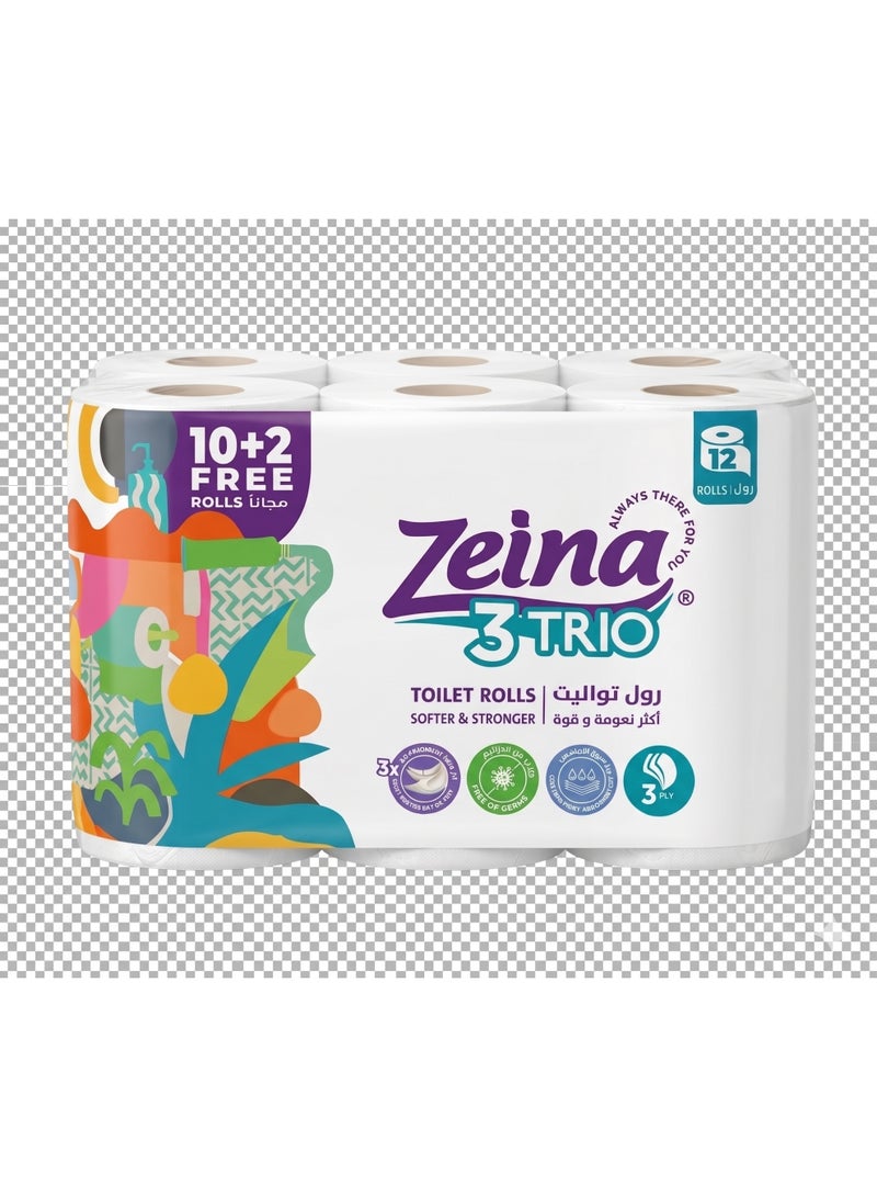 Trio soft toilet rolls  (Pack of 12)