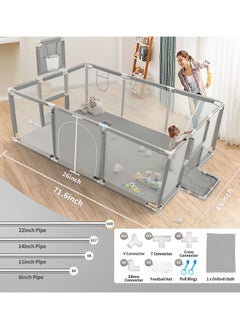 Generic Baby Playpen,Extra Large Baby Playard With Basketball Hoop and Breathable Mesh,Children Kids Play Fence for Indoors Outdoors, Grey  - Image 3