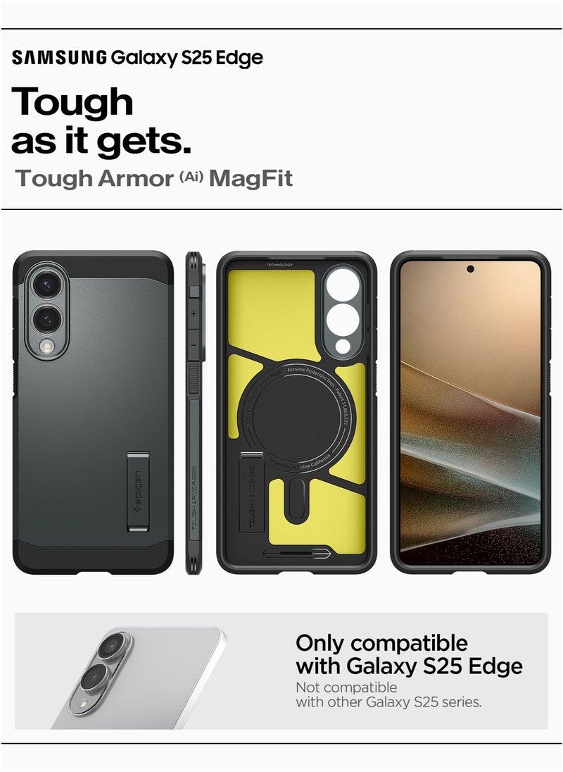 Spigen Tough Armor MagFit AI for Samsung Galaxy S25 EDGE Case Cover with MagSafe (2025) - Abyss Green  - Image 2