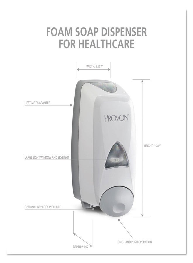 غوجو موزع صابون سائل PROVON 516006 FMX-12T، سعة 1250 مل، الأبعاد: 6 1/4 بوصة عرض × 5 1/8 بوصة عمق × 9 7/8 بوصة ارتفاع، لون رمادي - Image 4