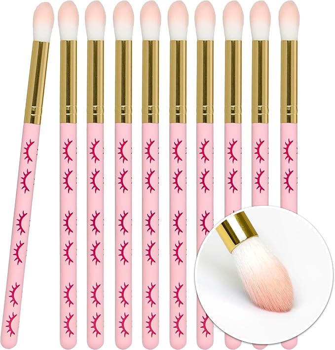 LLBA Lash Shampoo Brushes Set Eyelash Cleansing Brush For Cleansing Eyelash Extension Soft and Comfortable Facial Makeup Remover Tools Pink Pack of 10 - Image 1