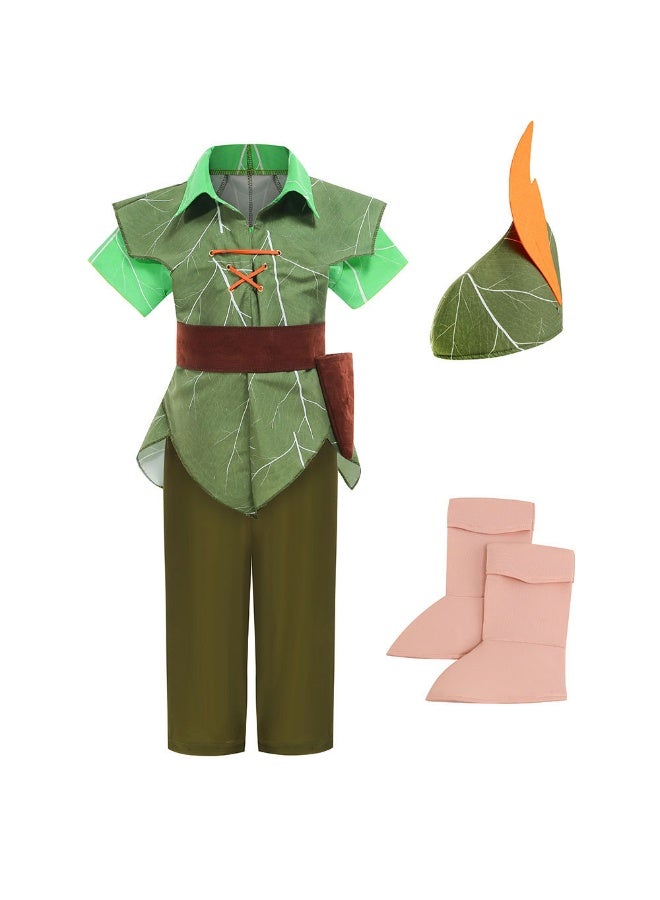 NIBEMINENT The Green elf, Peter Pan performance costume, Christmas children's party boy costume - Image 1