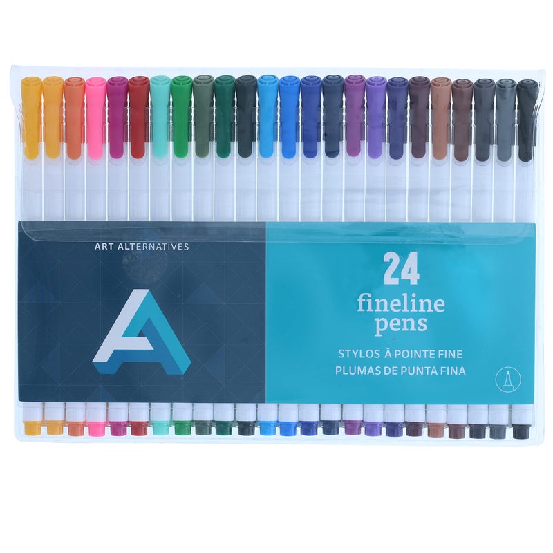 Art Alternatives Art Alternatives Fine Liner Pen Set of 24 Multicolor 04 mm fine line Comfort triangular grip Water based ink  Draw Color Write Sketch Take Notes