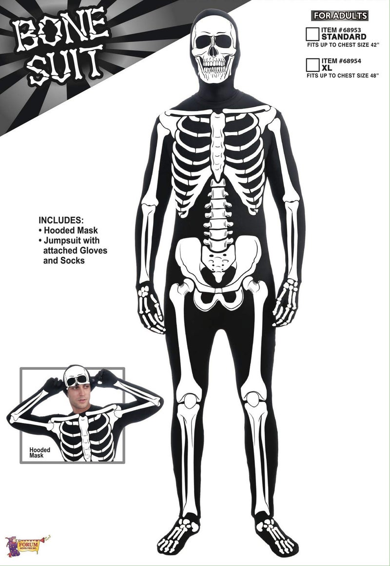 Rubies Skeleton Man Skin Suit Costume for Adults, Men's Standard Black - Image 2