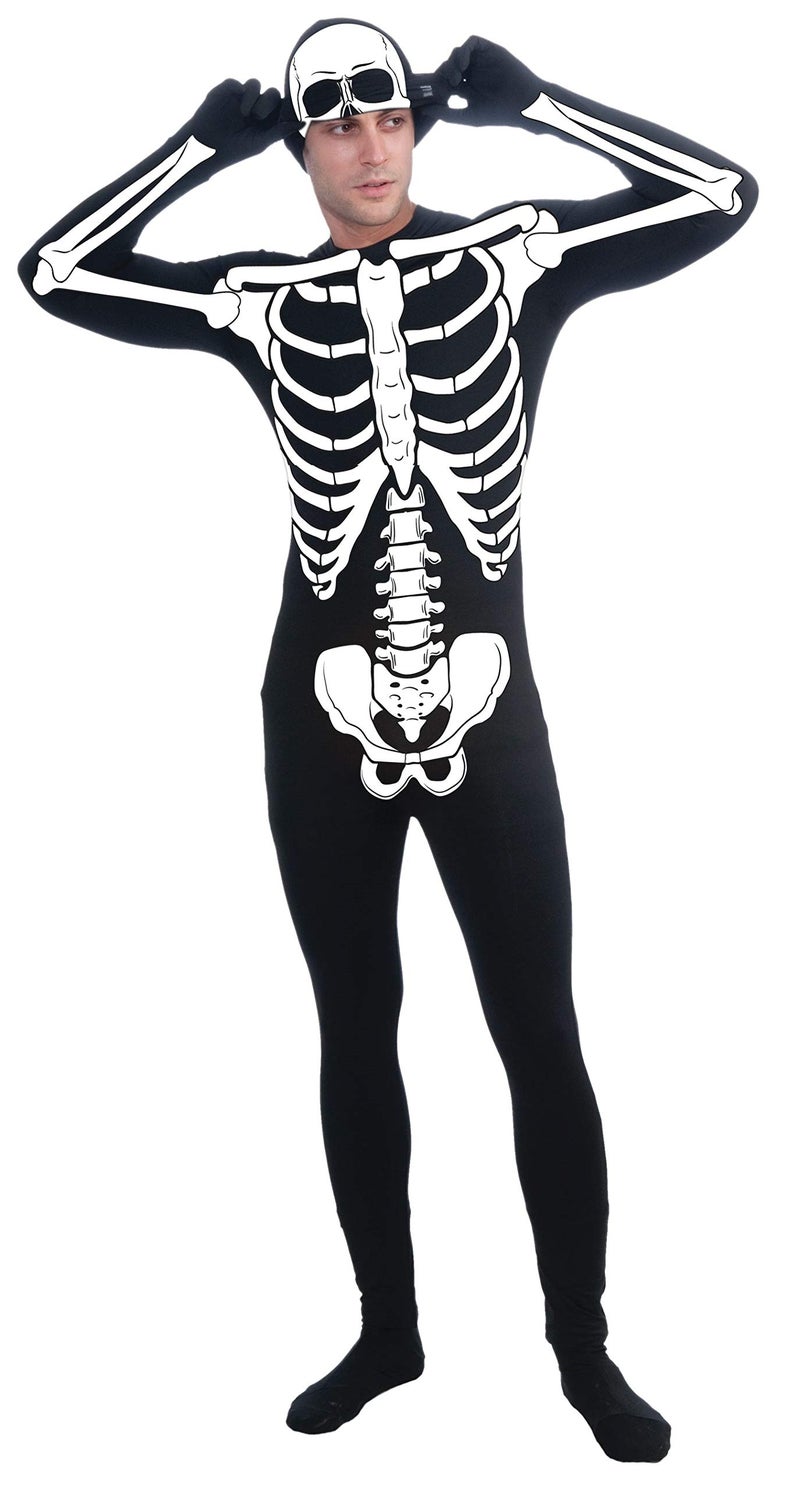 Rubies Skeleton Man Skin Suit Costume for Adults, Men's Standard Black - Image 1