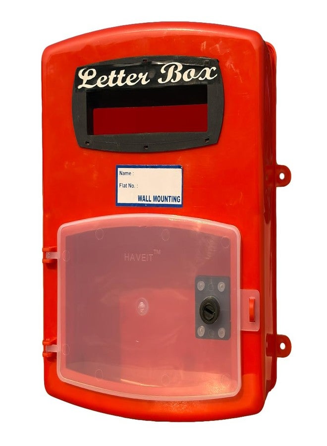 HaveIt® Front Door Wall Mounted Heavy Plastic Letter Box,Suggestion Box,Compliant Box for Home/Offices/Colleges/Institutions/Schools with Lock (red Color, 25 cm x 26 cm x 11 cm) (Letter Box) - Image 1