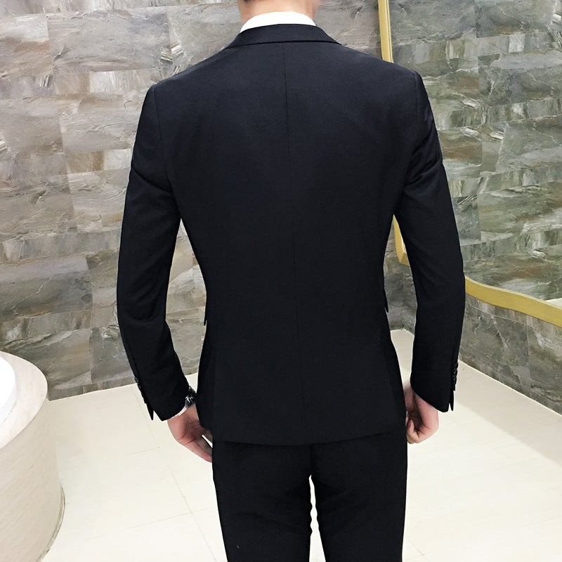 Korean Style Suit Men'S Three-Piece Suit Slim Professional Business Formal Wear College Student Best Man Small Suit Groom Knot - Image 5