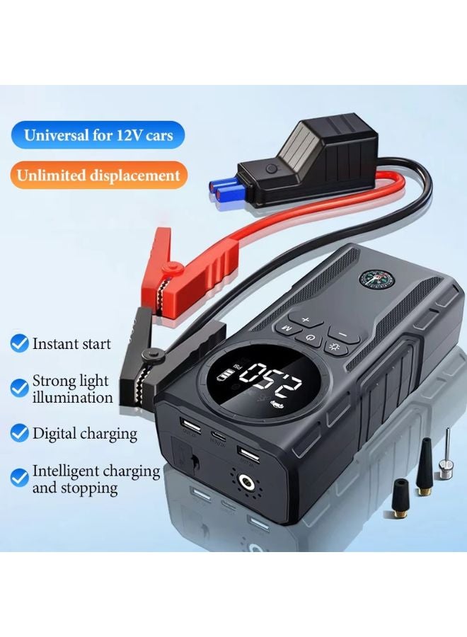 Generic Portable Air Pump Car Jump Starter Car Battery Emergency Booster Power Bank Jump Starter Car 1800A 12V, Car Battery Jumper Starter  - Image 3
