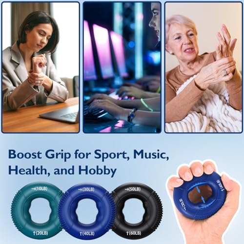 FitBeast Hand Grip Strengthener, Finger Exerciser, Forearm Strengthener Kit - 9 Pack, Targeted Hand & Forearm Strength, Relief & Recovery Kit (Deep Blue) - Image 5