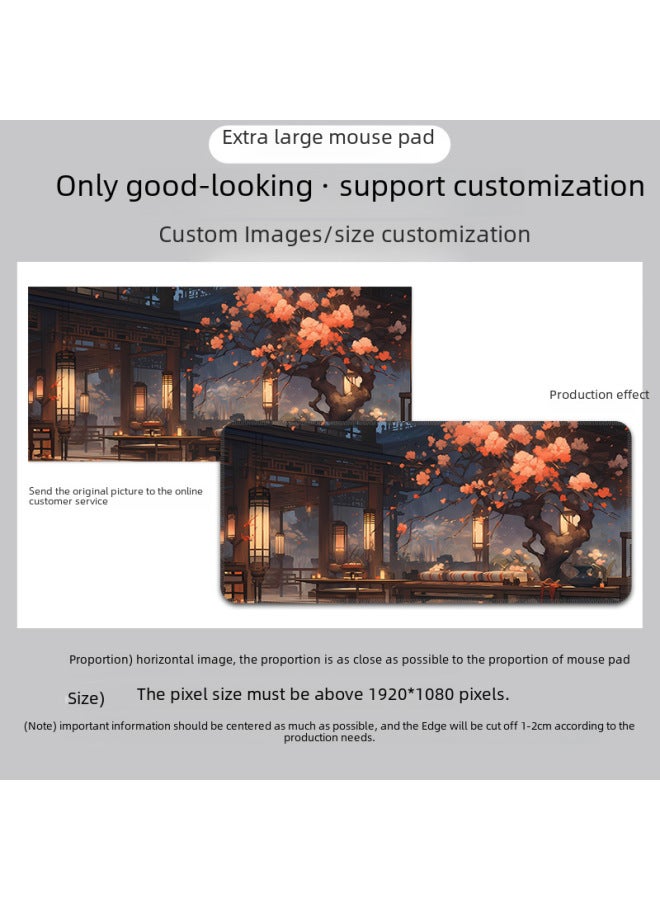 Mouse Pad Large National Style Landscape College Student Table Mat Game Special Keyboard Pad Men's And Women's Computer Office Mouse Pad-Color:600*300*2-Pattern:TU-692 [light Sea]]  - Image 3