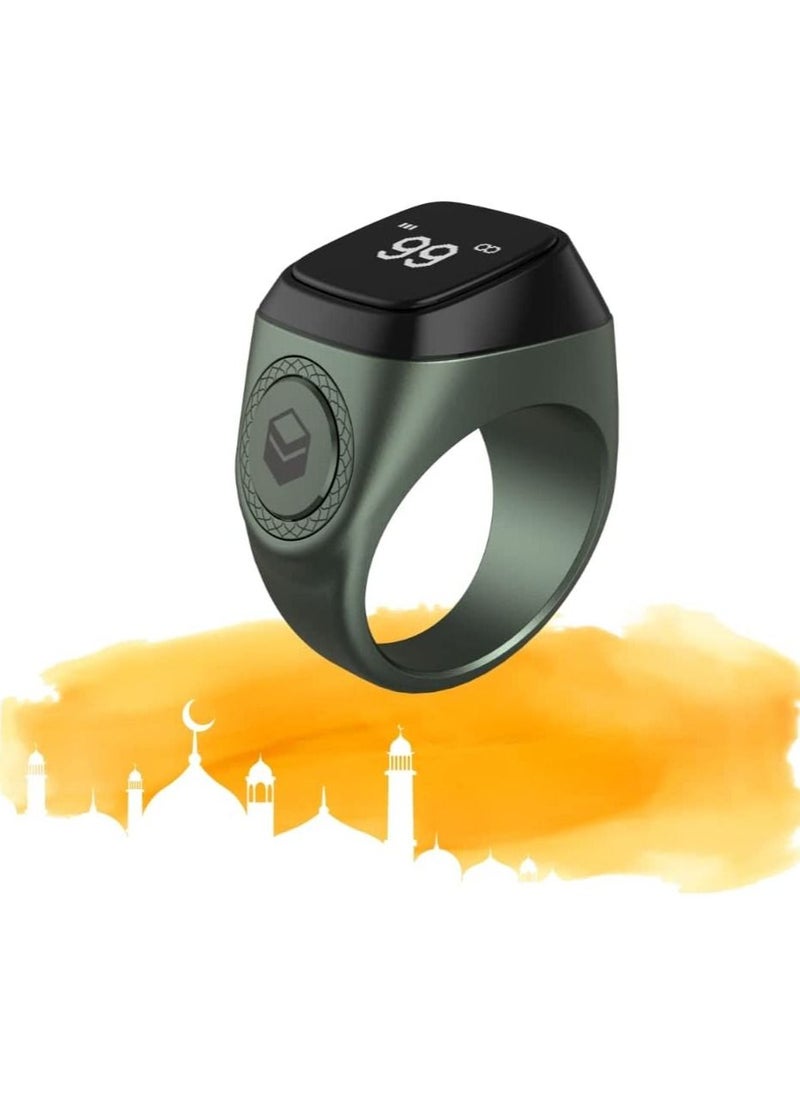 iQIBLA Smart Tasbih Zikr Ring New 2022 Aluminium alloy only 11.7g 20 MM GREEN With Charging Box  - Image 1