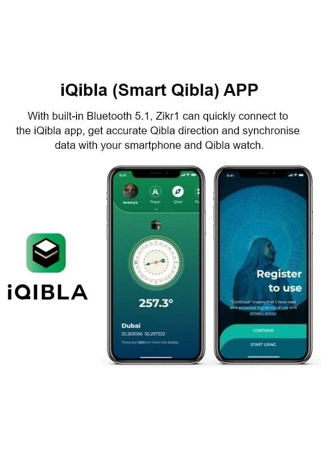 iQIBLA Smart Tasbih Zikr Ring New 2022 Aluminium alloy only 11.7g 20 MM GREEN With Charging Box  - Image 3