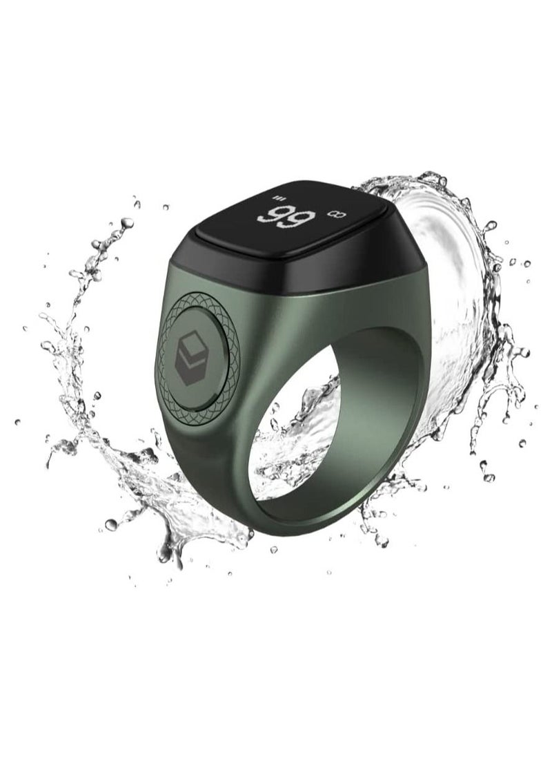 iQIBLA Smart Tasbih Zikr Ring New 2022 Aluminium alloy only 11.7g 20 MM GREEN With Charging Box  - Image 2