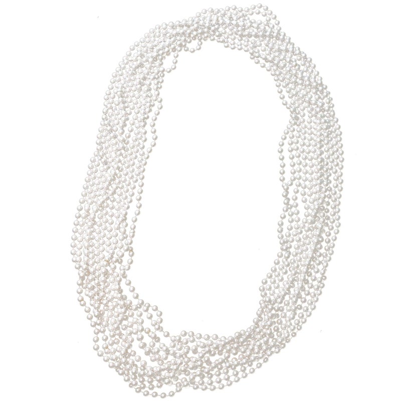 Skeleteen Faux White Pearl Necklaces - Pearl Beaded Necklace Party Favors - 12Pk - Image 1