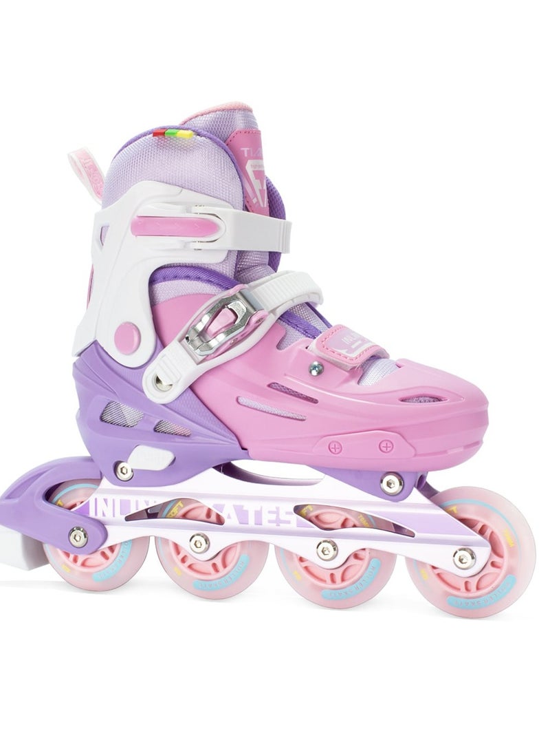 OVERS Teenager Adjustable Inline Skates Shoes with Luminous Lights Complete Set with Helmet and Protective Gear - Image 1