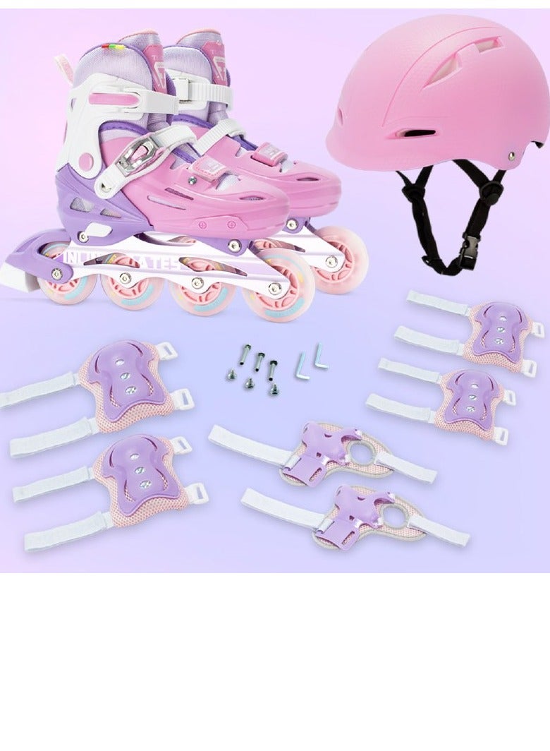 OVERS Teenager Adjustable Inline Skates Shoes with Luminous Lights Complete Set with Helmet and Protective Gear - Image 3