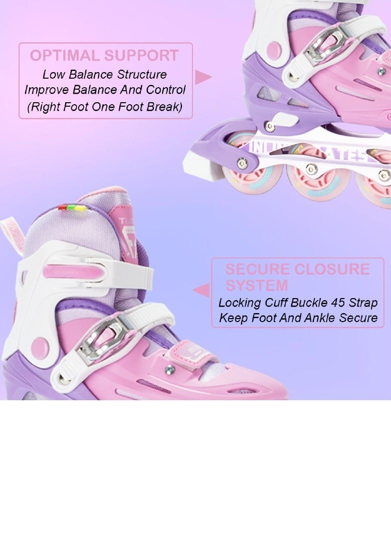 OVERS Teenager Adjustable Inline Skates Shoes with Luminous Lights Complete Set with Helmet and Protective Gear - Image 5
