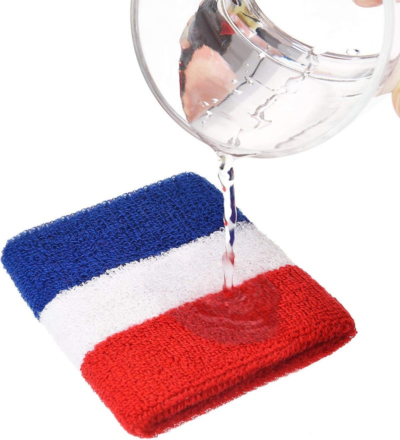 Bememo 15 Pcs Red White and Blue Sweatband Set for Men Women USA Striped Headband Football Wristband Sports Neon Accessories for 80s Costumes Cosplay Party Youth Basketball Tennis Running - Image 3