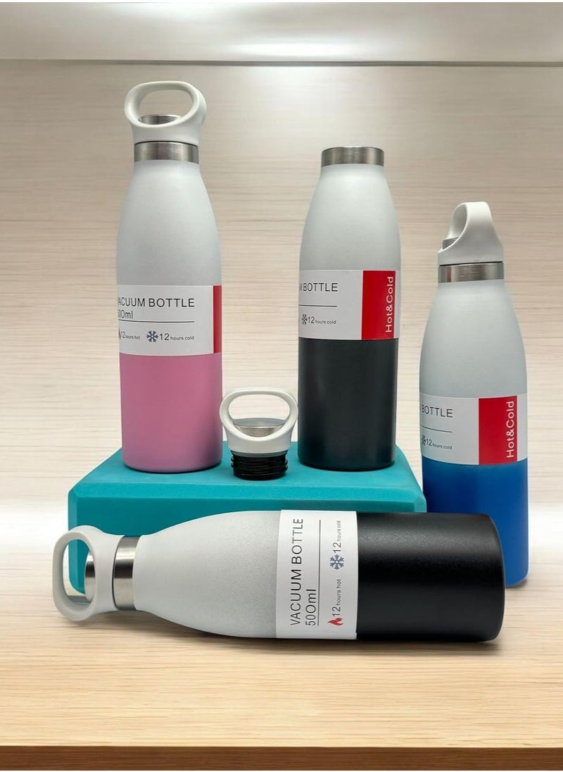 كيوشوب زجاجة مياه ترمس بريميوم من كيوشوب®️ سعة (500ml)، زجاجة شرب عالية الجودة، تحافظ على المشروبات ساخنة وباردة، مثالية للاطفال، معزولة بتفريغ الهواء، امنة للاستخدام في غسالة الصحون  - Image 2