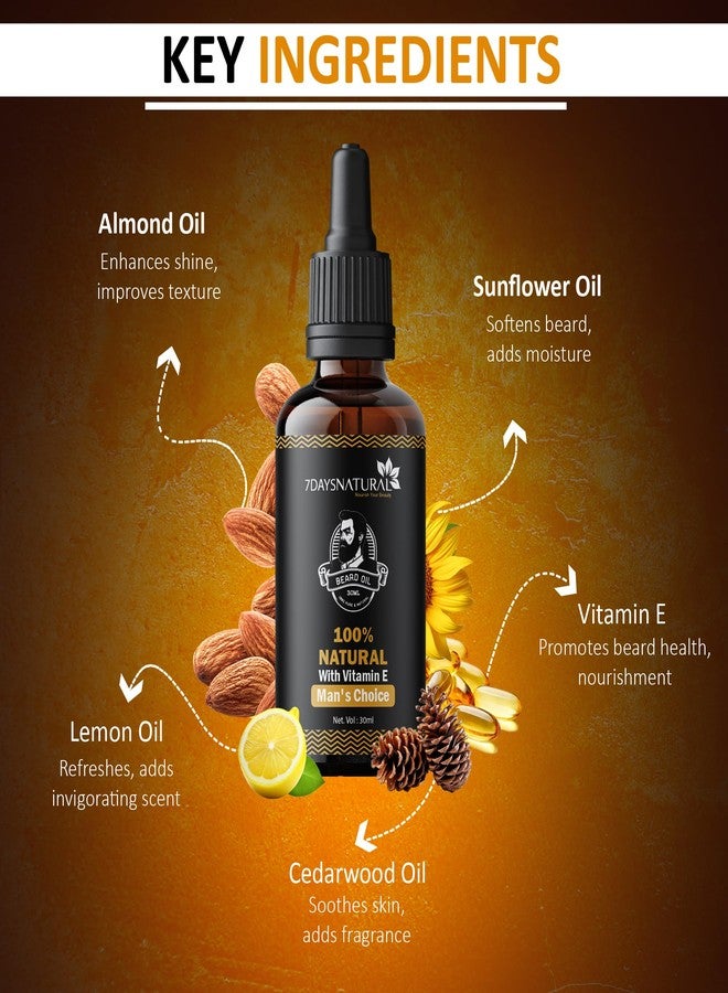 7 Days 7DAYSNATURAL Beard & Moustache Growth Oil | Natural Ingredients for Fast Growth & Soft Beard | For Men | 30ml - Image 3