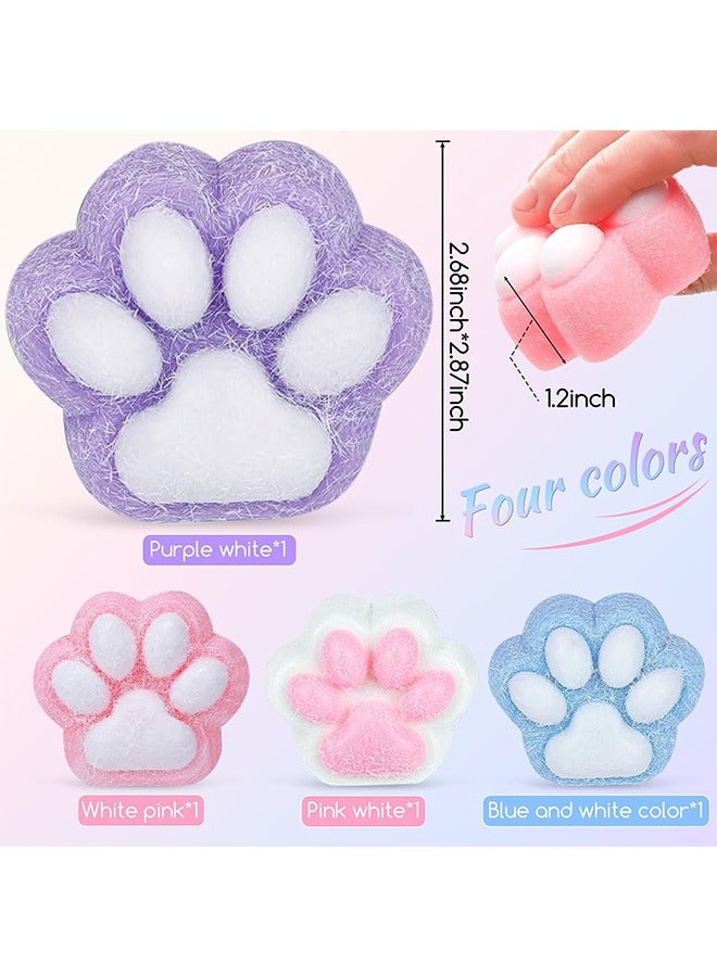 Beyond Squishy Cat Paw Squeeze Toys, 4 Pcs Novelty Furry Paws Fidget Toy, Sensory Toys for Adults Kids (Colorful)  - Image 2