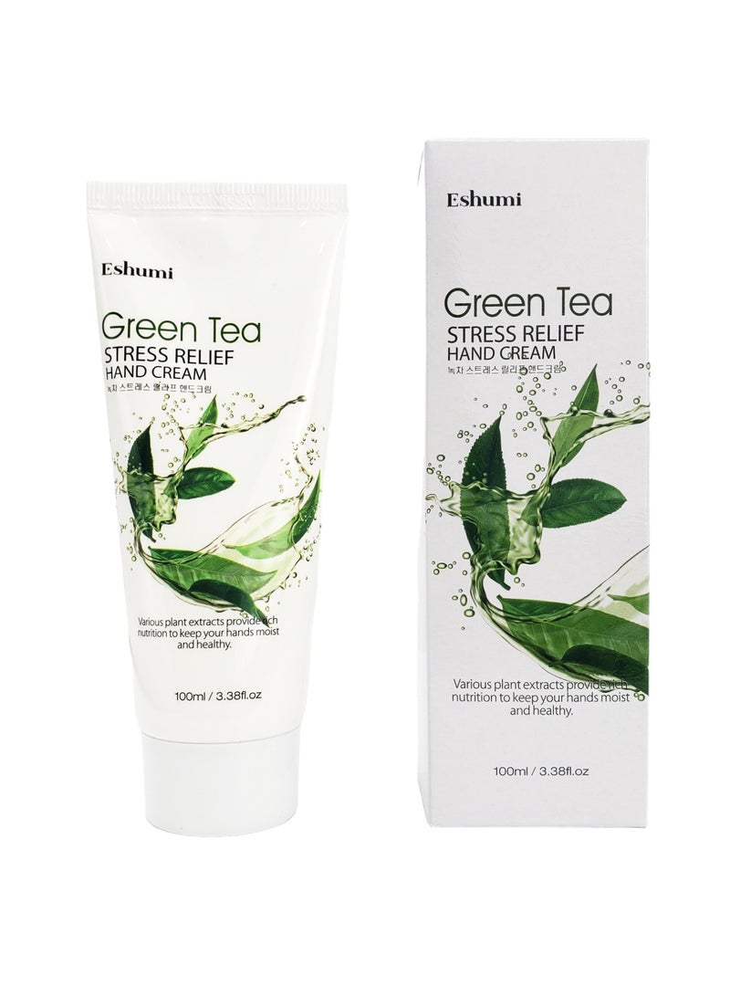 Eshumi KOREAN PRODUCT Green tea stress relief hand cream - various plant extracts provide rich nutrition to keep your hands moist and healthy 100 ml - Image 1
