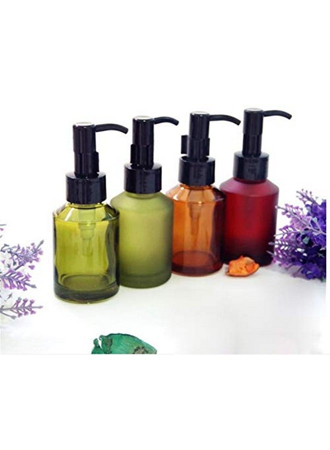 Elandy 1Pcs 60ml/2oz Portable Empty Refillable Frosted Glass Press Bottle Cosmetic Cleansing Oil Emulsion Essence Cream Lotion Essential Oil Pump Dispenser Vial Container Jars(Green) - Image 3