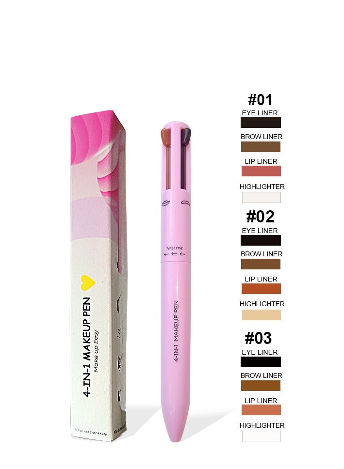 قلم مكياج 4 في 1 ، قلم مكياج متعدد ، قلم تحديد مكياج ، محدد شفاه ، قلم حواجب ، وقلم تمييز ، قلم مكياج سفر على الذهاب قلم مكياج السفر - Image 1