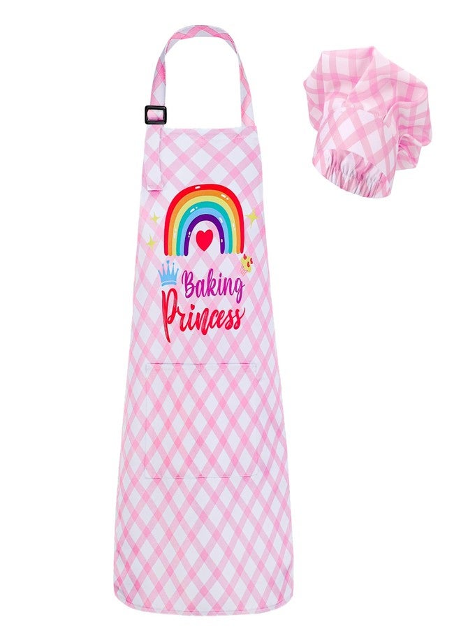 XLSXEXCL Kids Apron and Chef Hat Set, “Baking Princess” Funny Apron Adjustable Child Apron Chef in Training Kitchen Apron for Girls for Cooking, Baking, Painting, Training - Image 1