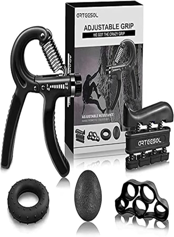 Hand Grip Strengthener Equipment Finger Exerciser, Black - Pack of 5