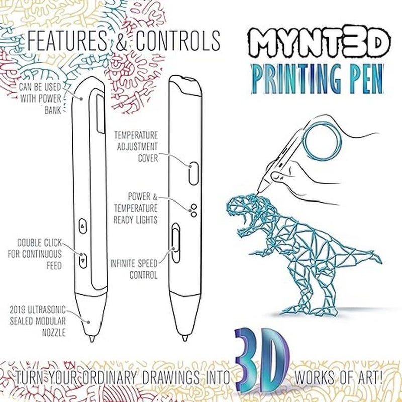 MYNT3D قلم 3D سوبر MYNT3D، قلم طباعة ثلاثي الأبعاد متوافق مع 1.75 مم ABS و PLA - Image 4