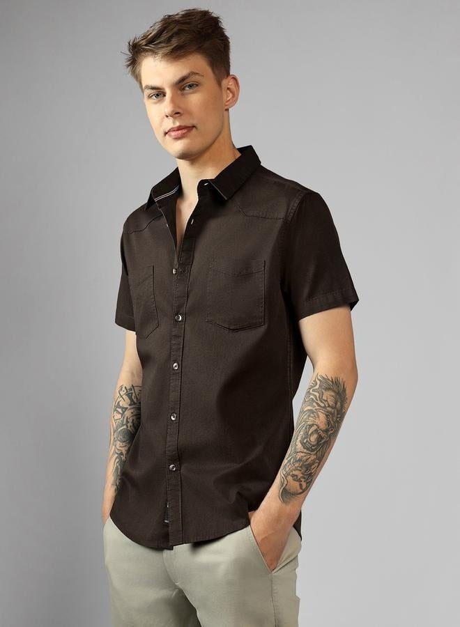 Dennis Lingo Regular Fit Brown Cotton Casual Shirt - Image 3