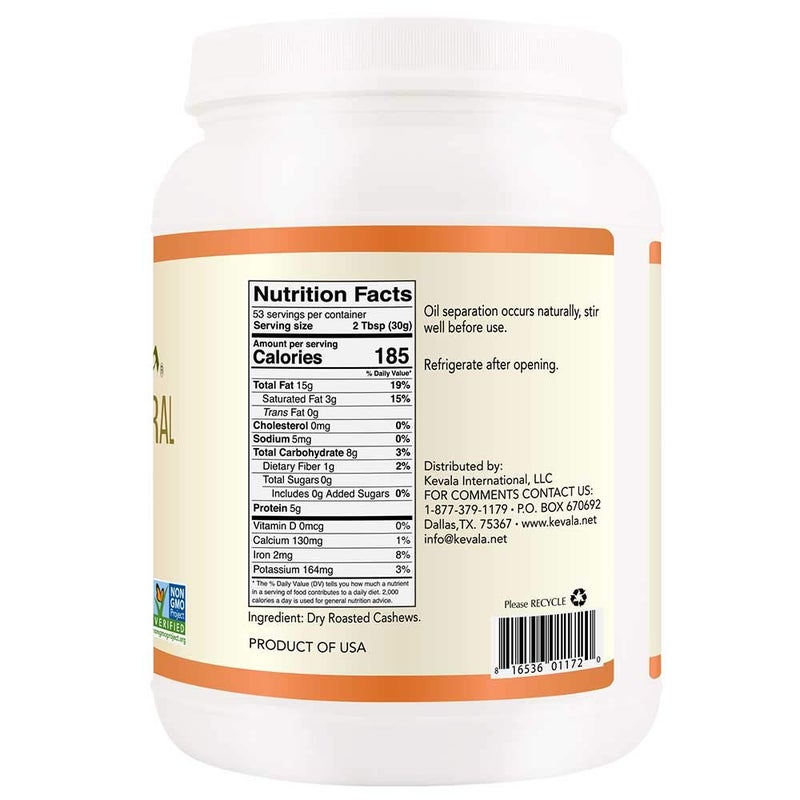 Kevala Cashew Butter - 3.5 lb - 1587 g - No Sugar Added - Spreadable Butter - Roasted Cashew Nuts Spread - Creamy - Lactose Free - Gluten Free - Vegan - Image 2