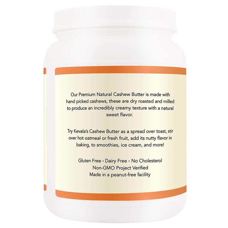 Kevala Cashew Butter - 3.5 lb - 1587 g - No Sugar Added - Spreadable Butter - Roasted Cashew Nuts Spread - Creamy - Lactose Free - Gluten Free - Vegan - Image 3